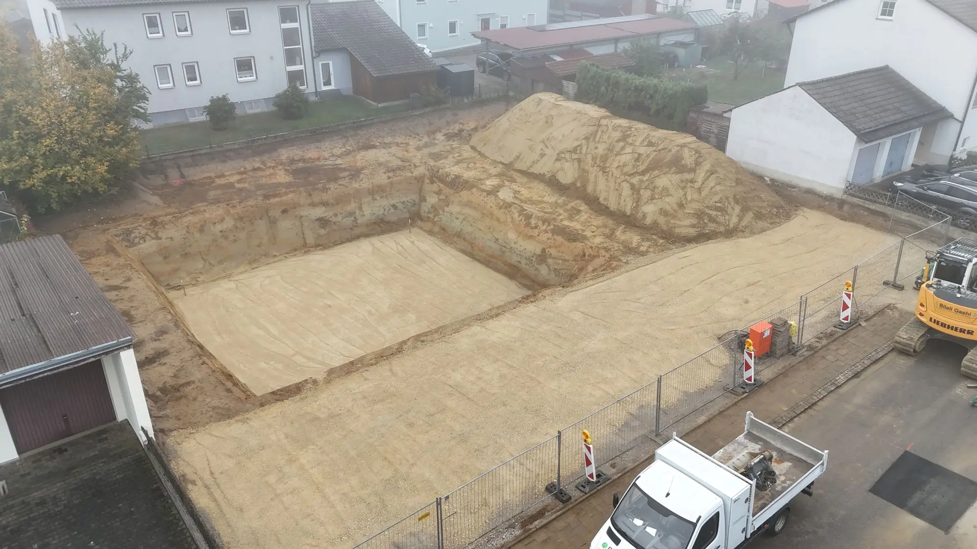 Baugrube für ein Einfamilienhaus
