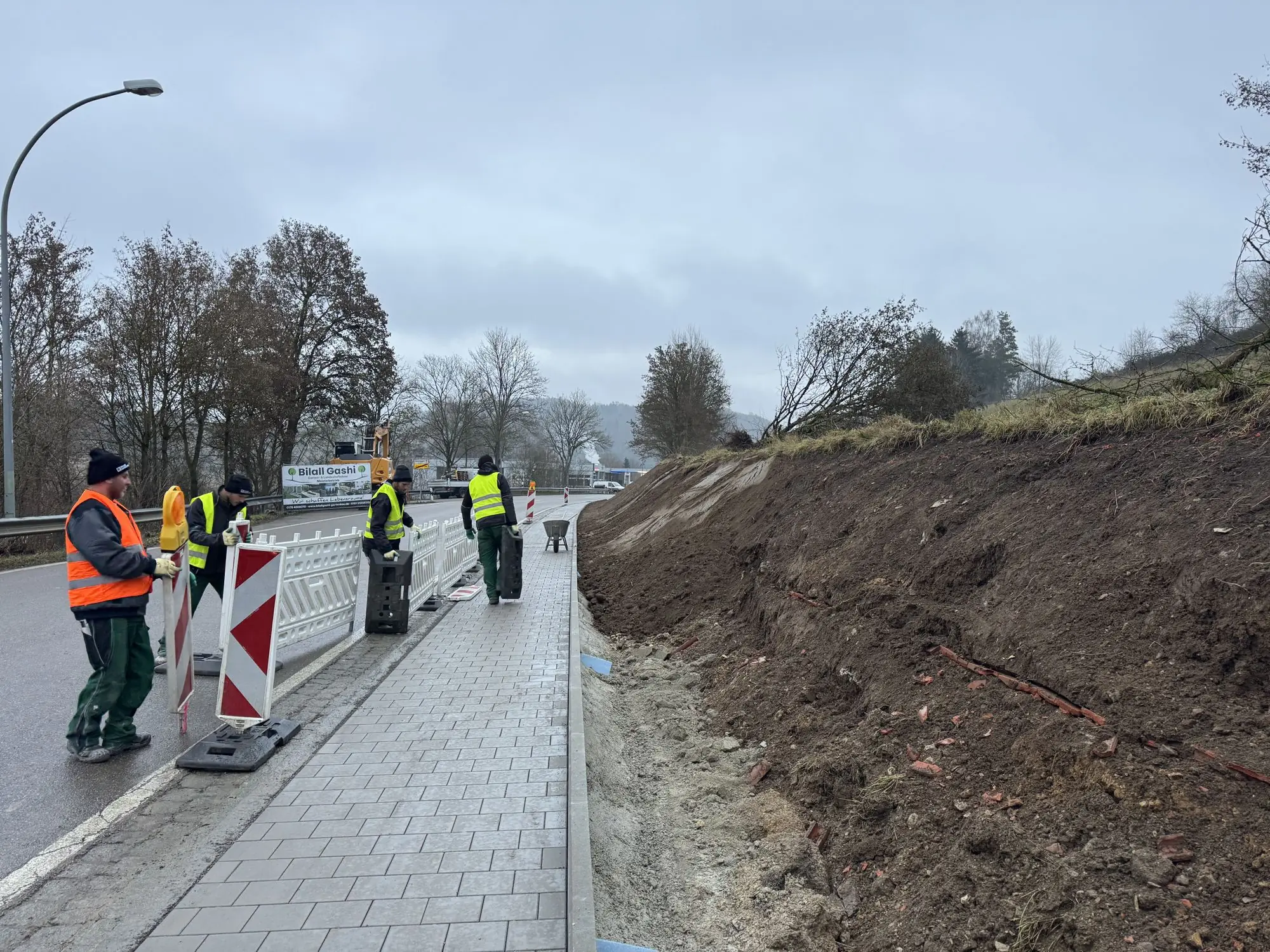Gehwegausbau Altmannstein: Baustelle mit Absicherung